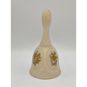 Fenton Ivory Satin Glass Bell Hand Painted Floral Signed J.K. Kisner Frosted